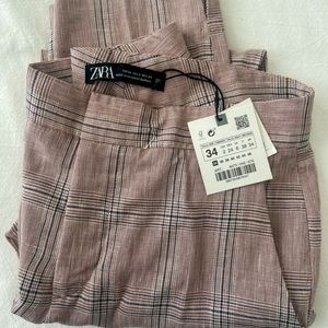 NWT Zara Pink Plaid Dress Pants Size 2